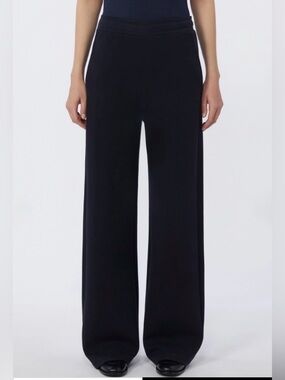 ‘S Max Mara Black Wide Leg Jersey Pants Hidden Side Zip Stretch Trouser Medium